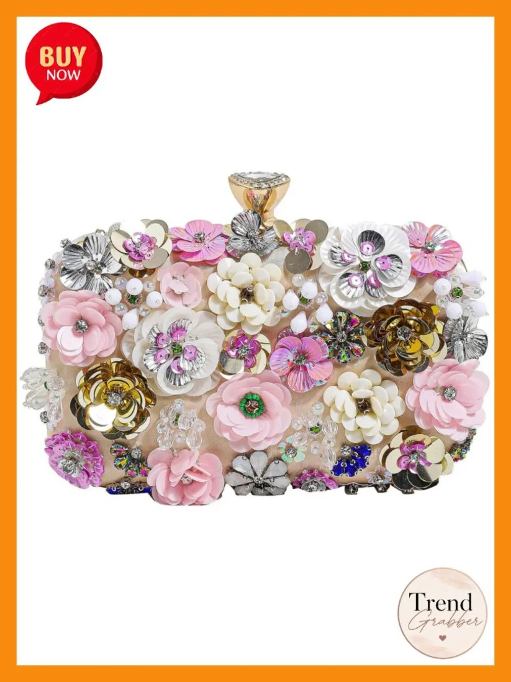 Evening Bag Beaded Clutch Purse Floral Handbag Wedding Guest Party Clutches
